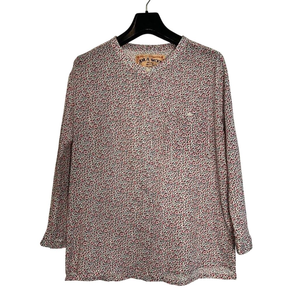 Ana Seff Anthropologie Womens Blouse Multicolor Floral Long Sleeve Roll Tab MED